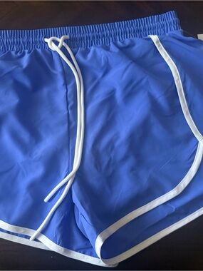 Athletic Works Blue Women's Athletic Shorts with White Trim